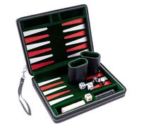 Jeu de Backgammon - 9 pouces - Similicuir rouge - Pliable - Accessoires inclus