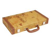 Jeu de Backgammon Carte du Monde 38 x 46 cm Beige - Coffret Complet Pliable