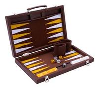 Jeu de Backgammon de Luxe 15, 38 cm - Feutre et matériaux de Haute qualité - dés et pions nacrés - Valise recouverte de Mousse et Simili Cuir G