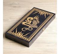Jeu de backgammon de luxe en bois motif dragons finition or durable 40,6 x 40,6 cm idéal pour adultes et familles