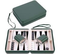 Jeu de backgammon de voyage - ENGELHART - 250503 - extérieur similicuir - intérieur feutré - pliable zippé