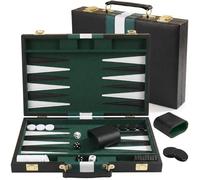 Jeu de Backgammon de Voyage, Jeu de Société de Luxe 11" avec Mallette | Mallette de Backgammon en Cuir PU pour 2 Joueurs, avec Dés et Pions pour Adultes et Hommes