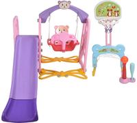 Jeu de balançoires et de toboggans, design 5 en 1, panier de basket inclus, A