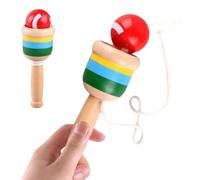 Jeu de Balle en Bois pour Lancer et Attraper, Jeu Interactif Parent-Enfant, Jouet Portable De Coordination Œil-Main Destine Aux Garcons Et Filles, Pour Anniversaire, Paques, Parc, Ecole Et Camping