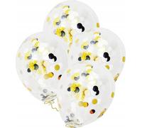 Jeu De Ballons Avec Confettis Noirs Dorés Pour La Décoration D'une Fête D'anniversaire