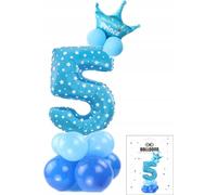 Jeu De Ballons Bleus Avec Le Chiffre 5 Pour Une Fête D'anniversaire