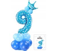 Jeu De Ballons Bleus Avec Le Chiffre 9 Pour Une Fête D'anniversaire