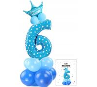 Jeu De Ballons Bleus Avec Le Numéro 6 Pour Une Fête D'anniversaire