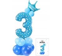 Jeu De Ballons Debout Bleus Avec Le Chiffre 3 Pour Fête D'anniversaire