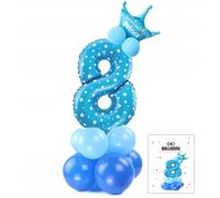 Jeu De Ballons Debout Bleus Avec Le Chiffre 8 Pour Une Fête D'anniversaire