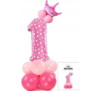 Jeu De Ballons Debout Rose Avec Le Chiffre 1 Pour La Décoration D'un Anniversaire