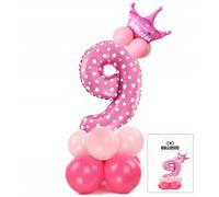 Jeu De Ballons Debout Rose Avec Le Chiffre 9 Pour La Décoration D'une Fête D'anniversaire