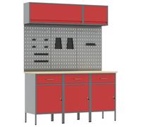 Jeu De Banc De Travail En Acier Rouge De 8 Pièces Vidaxl