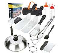 Jeu De Barbecue,Kit D'outils Barbecue en Acier Inoxydable Robuste 14 Pièces - 14 Pièces en Acier Inoxydable Robuste pour Jardins Camping Légumes Viandes Et Crevettes