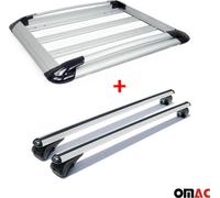 Jeu de barres de toit + panier de toit pour VW Amarok 2010-2021 aluminium argent 3pcs