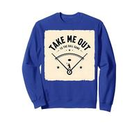 Jeu de Baseball rétro Take Me Out to The Ball Sweatshirt, Unisexe pour Adultes, Bleu Royal, XL