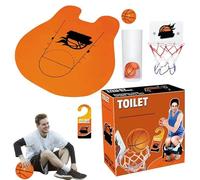 Jeu de Basket-Ball pour Toilettes - Slam Dunk Set avec Ventouse - Jouet de Sport d'intérieur avec Tapis de Sol - Seau de Rangement - Divertissement de Salle de Bain pour et Adultes - 16,5 cm