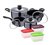 Jeu de batterie de cuisine en aluminium trempé + set de 3 pièces d'ustensiles plastiques