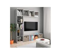 vidaXL Jeu bibliothèque Meuble TV 3 pcs – Armoire TV et étagère à livres, Moderne, Gris Béton