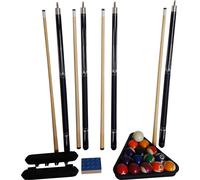 Jeu de billard complet - 4 queues, 1 jeu de boules, triangle, craie + support mural