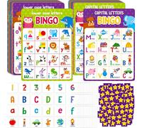 Jeu de Bingo Alphabet et Chiffres, Lettres Majuscules/Minuscules, 52 Premiers Mots et 20 Chiffres d'Apprentissage - Jeu de Plateau de Bingo ABC et 123 pour Enfants de 4 à 8 Ans (Jusqu'à 25 Joueurs)