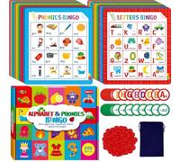Jeu de Bingo Alphabet & Phonétique, 12 Plateaux de Bingo Lettres ABC, Mots CVC Mélangés Jeu Phonétique, Jouets Éducatifs d'apprentissage Précoce - À partir de 4 Ans
