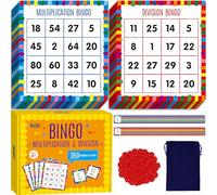 Jeu de Bingo de Multiplication et de Division, 360 Problèmes Mathématiques, 2 Jeux de Société Éducatifs pour les Enfants de Maternelle et de Préscolaire 4-8 ans, Parfait pour la Classe et à Domicile