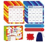 Jeu de Bingo des Mots Courants, 120 Mots Courants Apprendre Niveau 1 et Niveau 2 Jeu de Bingo avec les Listes de Mots Dolch et Fry pour les Enfants de 4 à 8 ans, Parfait pour la Classe et à la Maison