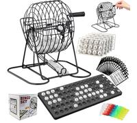 Jeu De Bingo, Professionnel Loto Bingo, Boulier Loto Luxe avec 1 Cage Bingo 2 Planche Bingo 75 Boules Bingo18 Cartes Bingo et Jetons Bingo de Vie Facile à Utiliser pour Le Groupe pour la Famille