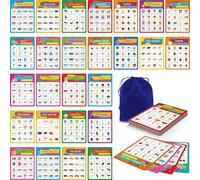 Jeu de bingo Road Trip, 30 plateaux de jeu double face (animaux, vacances, bâtiment, thème véhicule), jeux de bingo effaçables à sec pour voyage, voyage en voiture, activités de plein air pour enfants