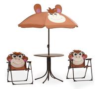 Jeu De Bistro Avec Parasol Pour Enfants 3 Pcs Marron Marron