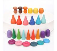 Jeu De Blocs À Empiler En Bois Arc-En-Ciel Montessori Enfant Jouet Éducatif Grimms,Comprenant Des Balles - Type 162pcs Set