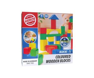 Jeu de blocs de construction en bois HEROS 50 pièces FSC 1+ Couleurs vives