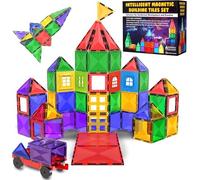 Jeu de Blocs de Construction Magnétiques - Blocs Magnétiques Éducatifs STEM pour Enfants, Apprentissage Préscolaire Sensoriel Montessori Jouets Magnétiques pour Garçons & Filles dès 3 Ans - 57 Pièces