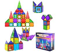 Jeu de Blocs de Construction Magnétiques - Blocs Magnétiques Éducatifs STEM pour Enfants, Apprentissage Préscolaire Sensoriel Montessori Jouets Magnétiques pour Garçons & Filles dès 3 Ans - 42 Pièces