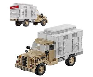 Jeu de blocs de serrage pour véhicule militaire WW2 | 432 pièces, kit de construction ambulance, camion WWII