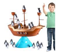 Jeu de blocs d'équilibre - Bateau pirate - Bloc de pingouin - Jeu de société préscolaire mignon - Jouet éducatif équilibré - Jeu d'équilibre pour le développement cognitif et l'apprentissage