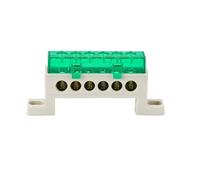 Jeu de borniers mise à la terre, 4 pièces, avec couvercle anti-poussière, barre omnibus en cuivre 6 trous 7x11mm, vis M4, conducteur laiton Barrette de connexion(Groen)