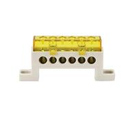 Jeu de borniers mise à la terre, 4 pièces, avec couvercle anti-poussière, barre omnibus en cuivre 6 trous 7x11mm, vis M4, conducteur laiton Barrette de connexion(Geel)