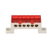 Jeu de borniers mise à la terre, 4 pièces, avec couvercle anti-poussière, barre omnibus en cuivre 6 trous 7x11mm, vis M4, conducteur laiton Barrette de connexion(Rot)