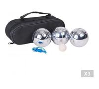 Jeu de Boule de Pétanque 720 Gr Acier Chromé x 3 Avec Sacoche Plus Corde de Mesure et Cochonnet