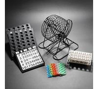 Jeu De Boules De Loterie Deluxe avec Verrou Courbé Sécurisé, Machine à Loterie Bingo avec 75 Boules, pour Fêtes, Soirées en Famille Et Divertissement Black