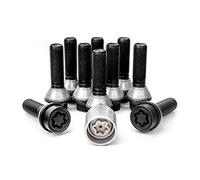 Jeu de Boulons de Roue H&R Conique avec col Mobile M14x1.25 - Longueur 31mm - Noir - 10 pièces (p.e. Compatible avec BMW) - antivol de Roue Inclus