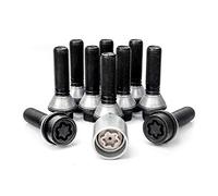 Jeu de Boulons de Roue H&R Conique avec col Mobile M14x1.25 - Longueur 41mm - Noir - 10 pièces (p.e. Compatible avec BMW) - antivol de Roue Inclus