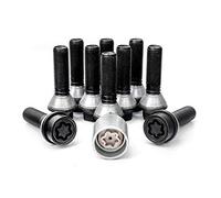 Jeu de Boulons de roue H&R conique avec col mobile M14x1.25 - Longueur 43mm - Noir - 10 pièces (p.e. compatible avec BMW) - antivol de roue inclus