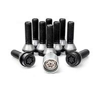 Jeu de Boulons de roue H&R conique avec col mobile M14x1.25 - Longueur 46mm - Noir - 10 pièces (p.e. compatible avec BMW) - antivol de roue inclus