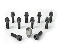 Jeu de Boulons de roue H&R conique M14x1.25 - Longueur 31mm - Noir - 10 pièces - antivol de roue inclus