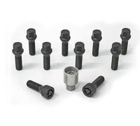 Jeu de Boulons de roue H&R conique M14x1.50 - Longueur 28mm - Noir - 10 pièces - antivol de roue inclus