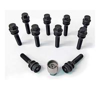 Jeu de Boulons de roue H&R sphérique avec col mobile R14 M14x1.50 - Longueur 43mm - Noir - 10 pièces - antivol de roue inclus