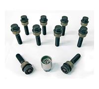 Jeu de Boulons de roue H&R sphérique avec col mobile R14 M14x1.50 - Longueur 44mm - 10 pièces (p.e. compatible avec Porsche) - antivol de roue inclus